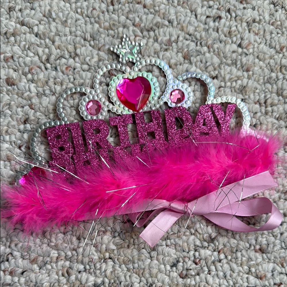 Papyrus Pink Princess Hair Tiara Birthday card. No envelope party wearable